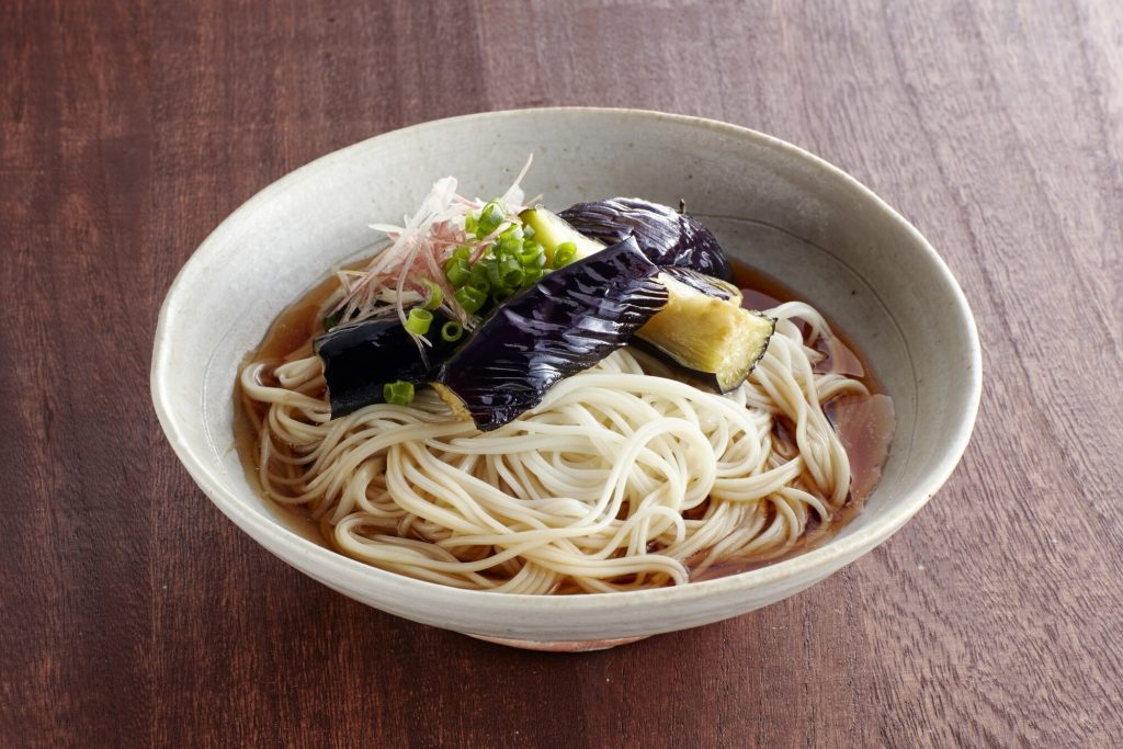揚げ茄子とみょうがのぶっかけ麺