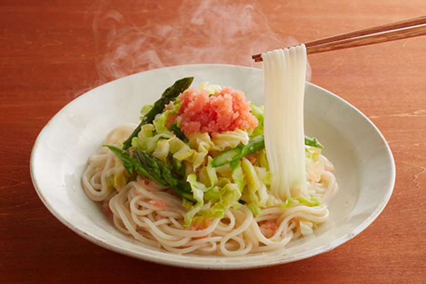 アスパラとたらこのスパゲティ風