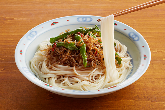 ししとうちりめん醬のピリ辛まぜ麺